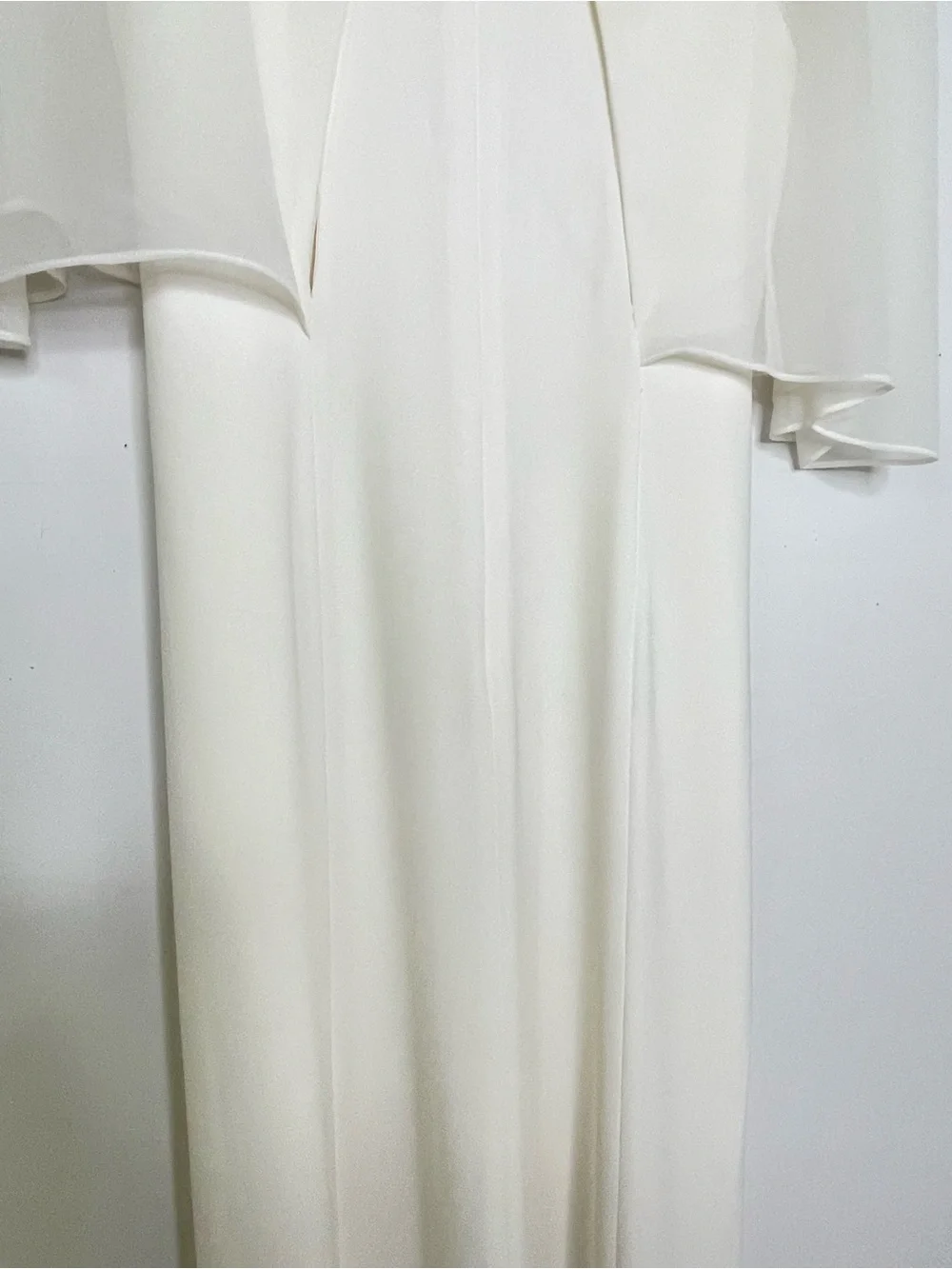Dress | Halston Heritage NWT Cream Capelet Sheer Sleeve A Line Gown | Size 6 M - Picture 10 of 16